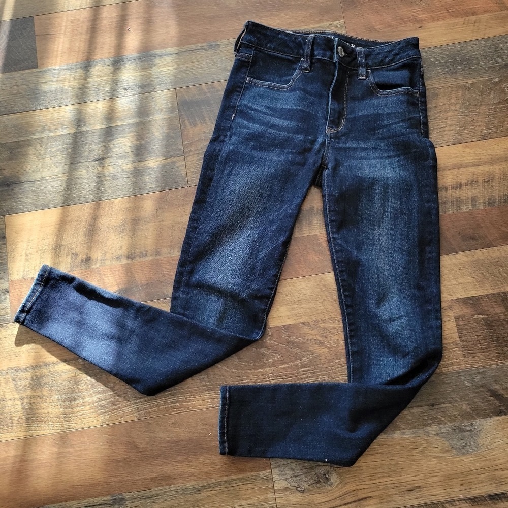 American Eagle hi rise jeggings womens size 2 dark denim